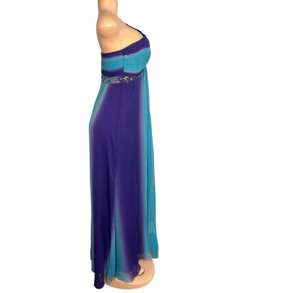 Camille La Vie Y2K Elegant Purple and Blue One-Shoulder Beaded Dress - Picture 6 of 12